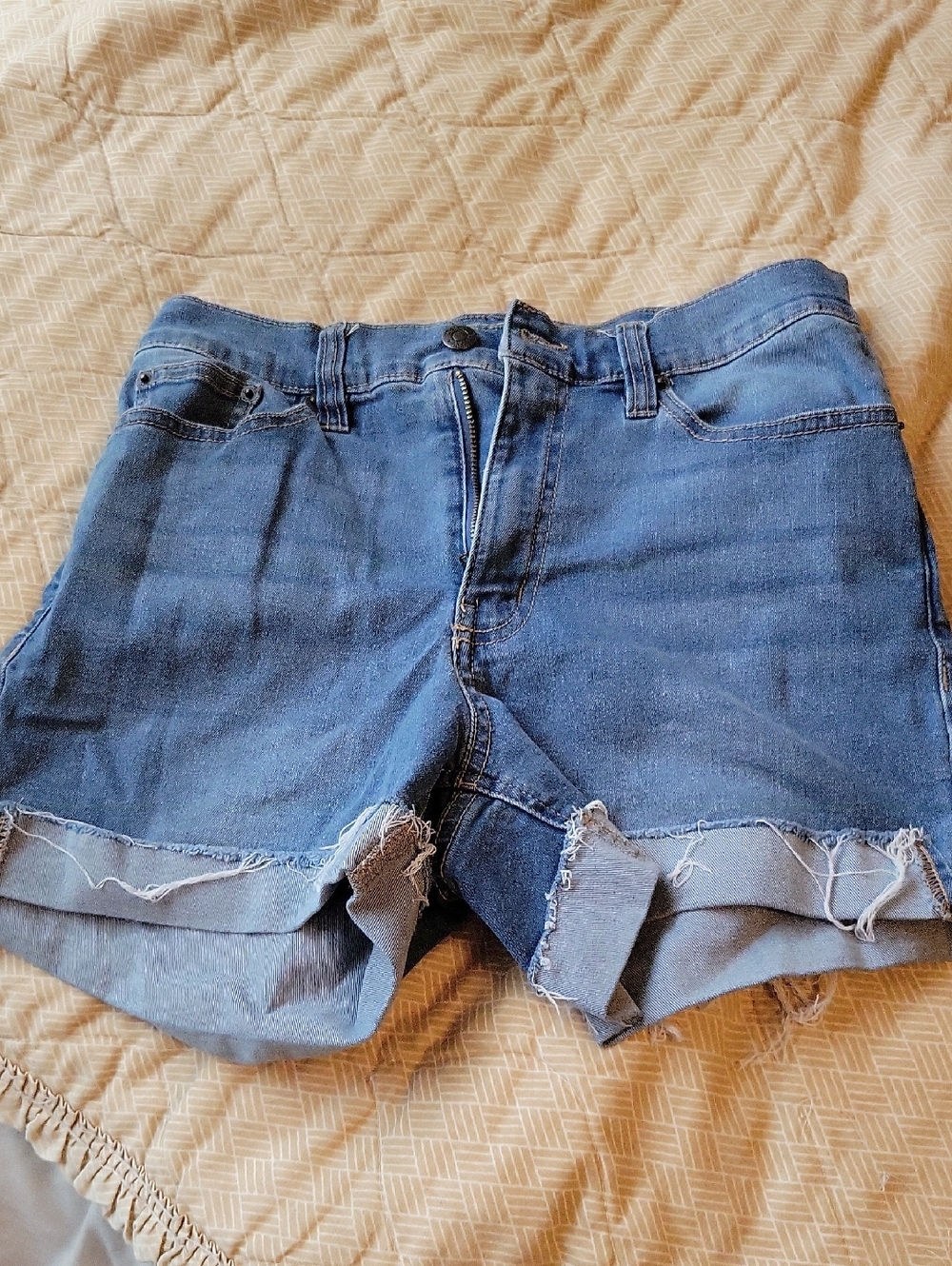 Calvin Klein Jeans Medium Blue Frayed Cuffed Denim Shorts